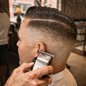 flux pro 2.0 extreme close up of a skin fade haircut smooth transition from skin to hair barb 0