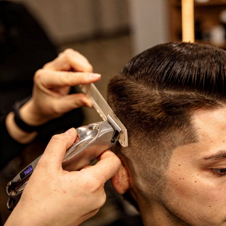 flux pro 2.0 professional barber cutting a client’s hair clean fade haircut in progress sci 0
