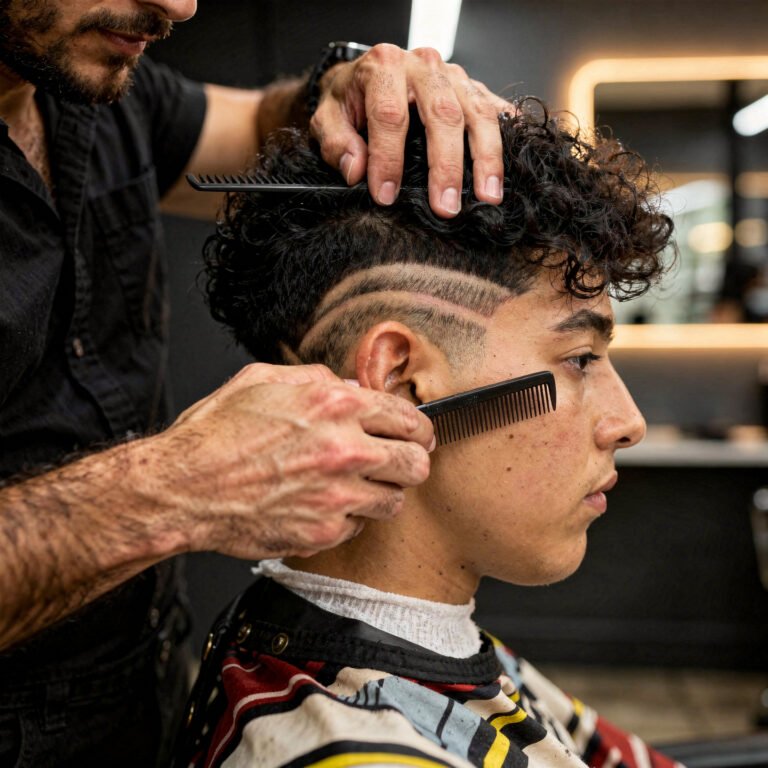 flux pro 2.0 professional barber cutting a client’s hair in a modern barbershop close up si 0