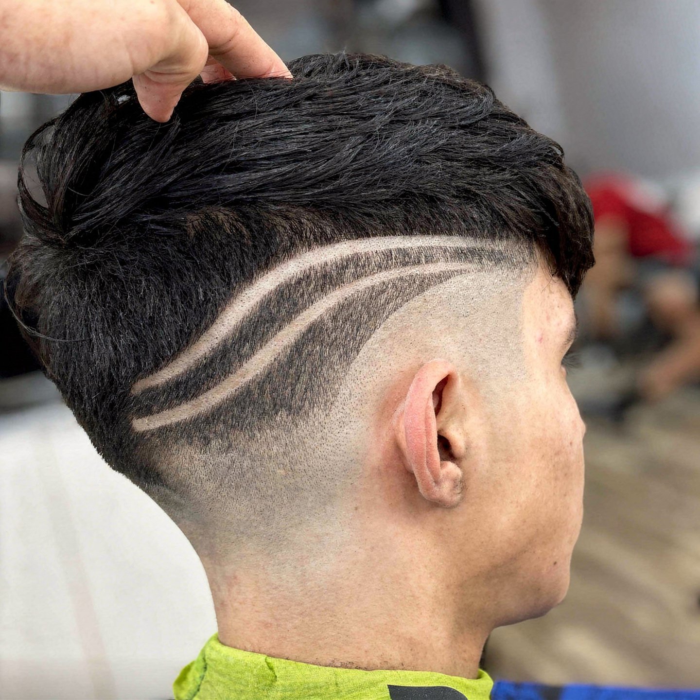 flux pro 2.0 real barbershop haircut side view of a young man with a clean fade haircut barbe 0